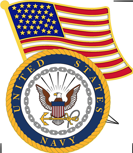 Lapel Pin US Navy Emblem w/ American Flag 